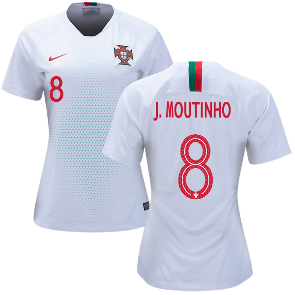 Women's Portugal #8 J.Moutinho Away Soccer Country Jersey